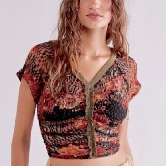 Free People Tops - NWT Free People Solana XS Lace V-Neck Floral Top Stretch Floral $68